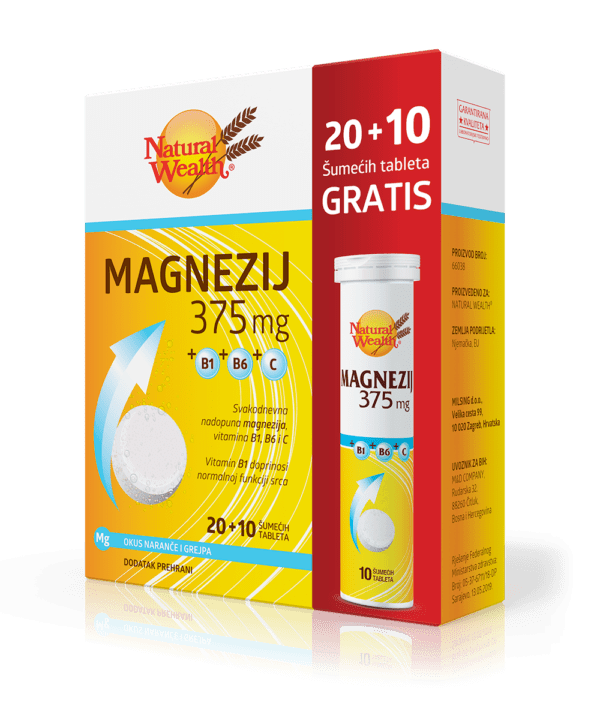 Natural Welath magnezij 375 mg B1B6C 20 10 gratis